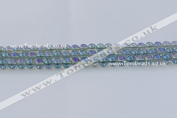 CNC582 15.5 inches 6mm round plated natural white crystal beads