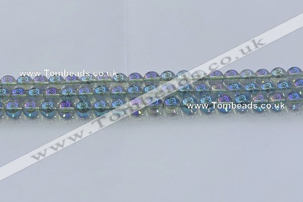 CNC583 15.5 inches 8mm round plated natural white crystal beads