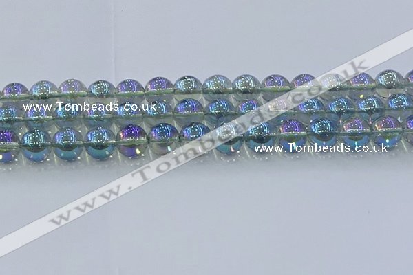 CNC586 15.5 inches 14mm round plated natural white crystal beads