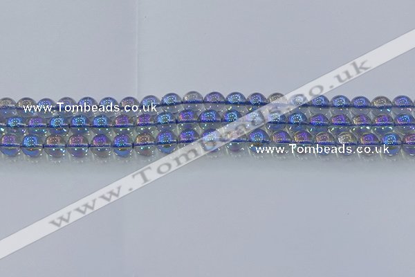 CNC588 15.5 inches 6mm round plated natural white crystal beads