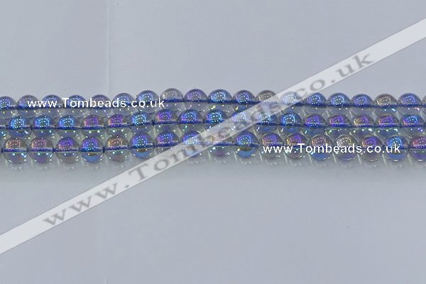 CNC589 15.5 inches 8mm round plated natural white crystal beads