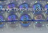 CNC591 15.5 inches 12mm round plated natural white crystal beads