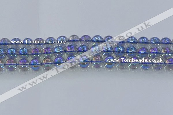 CNC591 15.5 inches 12mm round plated natural white crystal beads