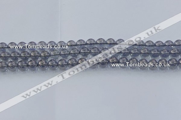 CNC594 15.5 inches 6mm round plated natural white crystal beads