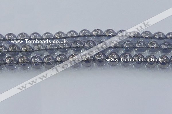 CNC598 15.5 inches 14mm round plated natural white crystal beads