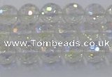 CNC601 15.5 inches 6mm faceted round plated natural white crystal beads