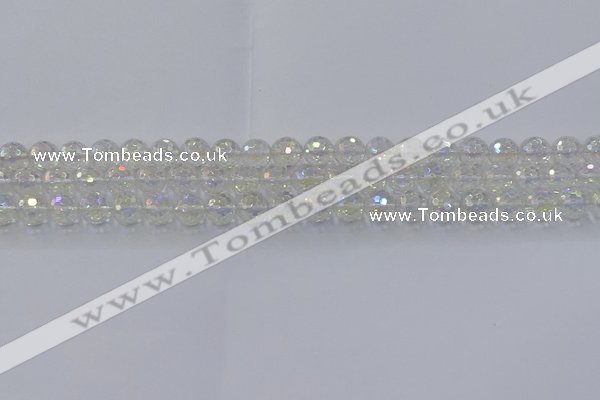 CNC601 15.5 inches 6mm faceted round plated natural white crystal beads