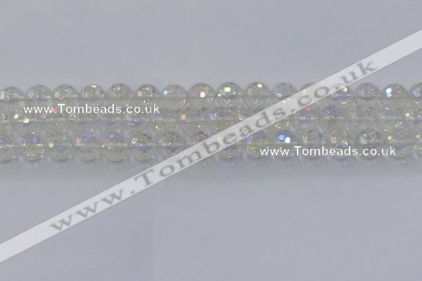 CNC603 15.5 inches 10mm faceted round plated natural white crystal beads