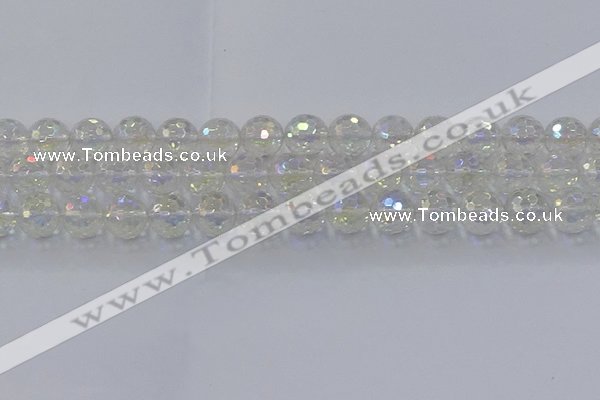 CNC604 15.5 inches 12mm faceted round plated natural white crystal beads