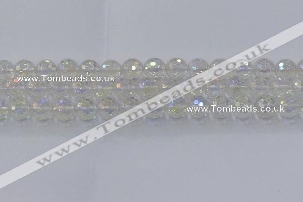 CNC604 15.5 inches 12mm faceted round plated natural white crystal beads