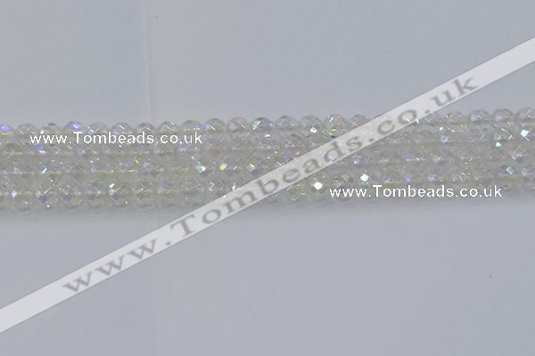 CNC607 15.5 inches 4mm faceted round plated natural white crystal beads