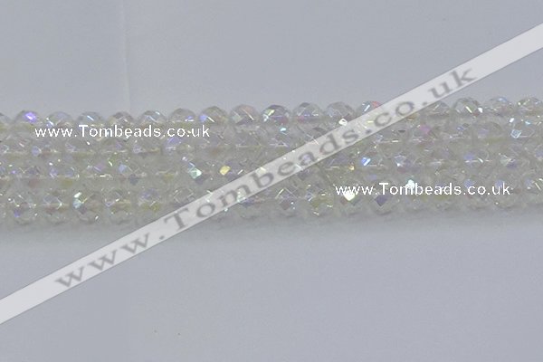 CNC611 15.5 inches 12mm faceted round plated natural white crystal beads