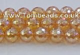 CNC614 15.5 inches 6mm faceted round plated natural white crystal beads