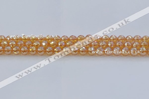 CNC615 15.5 inches 8mm faceted round plated natural white crystal beads