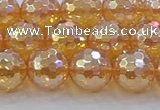 CNC617 15.5 inches 12mm faceted round plated natural white crystal beads