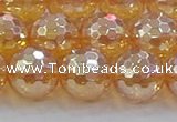 CNC618 15.5 inches 14mm faceted round plated natural white crystal beads