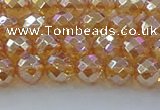 CNC620 15.5 inches 6mm faceted round plated natural white crystal beads