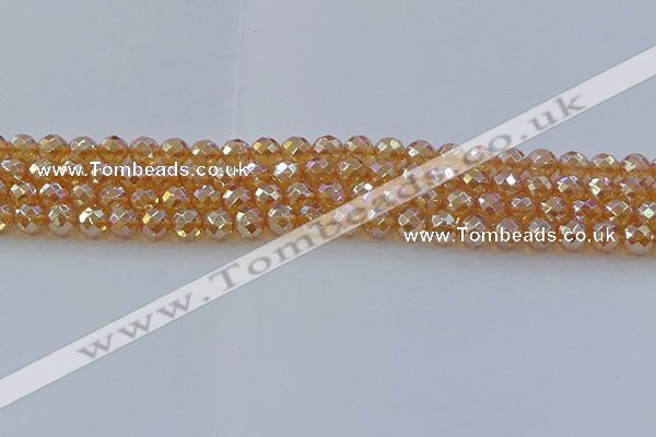 CNC620 15.5 inches 6mm faceted round plated natural white crystal beads