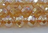CNC621 15.5 inches 8mm faceted round plated natural white crystal beads