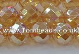 CNC623 15.5 inches 12mm faceted round plated natural white crystal beads