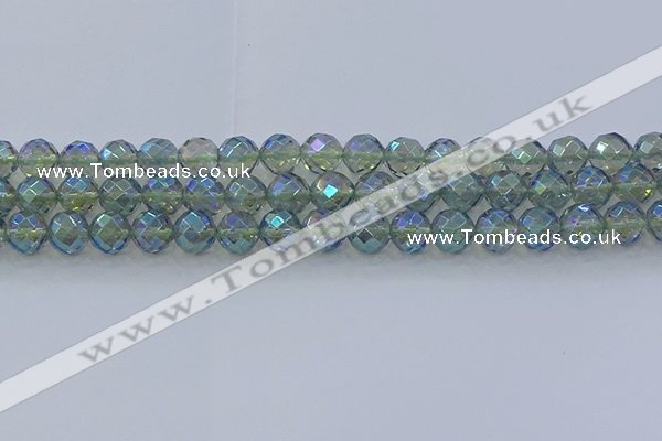 CNC629 15.5 inches 10mm faceted round plated natural white crystal beads