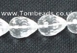 CNC63 15*20mm faceted teardrop grade A natural white crystal beads