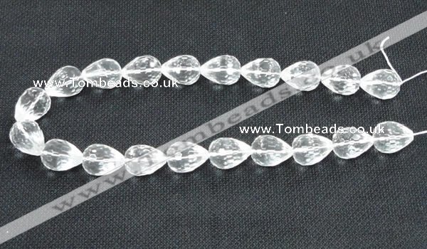 CNC63 15*20mm faceted teardrop grade A natural white crystal beads