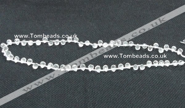 CNC64 5*7mm faceted teardrop grade A natural white crystal beads