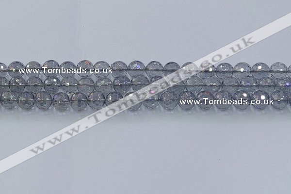 CNC640 15.5 inches 8mm faceted round plated natural white crystal beads