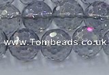 CNC642 15.5 inches 12mm faceted round plated natural white crystal beads