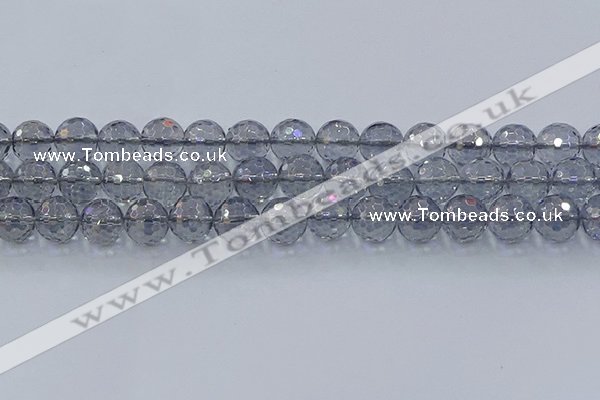 CNC642 15.5 inches 12mm faceted round plated natural white crystal beads