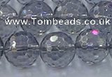 CNC643 15.5 inches 14mm faceted round plated natural white crystal beads