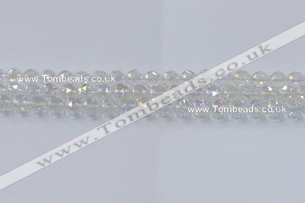 CNC646 15.5 inches 8mm faceted round plated natural white crystal beads