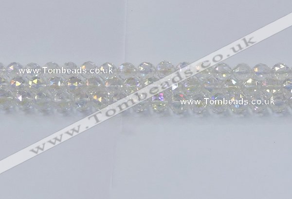 CNC647 15.5 inches 10mm faceted round plated natural white crystal beads