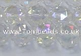 CNC648 15.5 inches 12mm faceted round plated natural white crystal beads