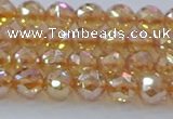 CNC651 15.5 inches 6mm faceted round plated natural white crystal beads