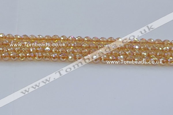 CNC651 15.5 inches 6mm faceted round plated natural white crystal beads