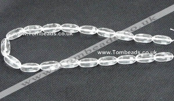 CNC66 10*20mm faceted rice grade A natural white crystal beads