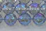 CNC660 15.5 inches 12mm faceted round plated natural white crystal beads