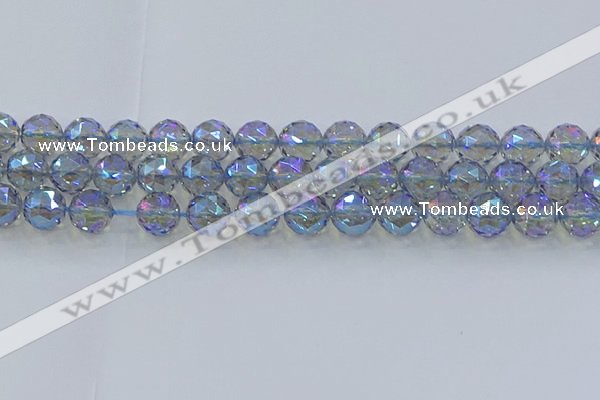 CNC660 15.5 inches 12mm faceted round plated natural white crystal beads