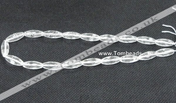 CNC67 8*20mm faceted rice grade A natural white crystal beads