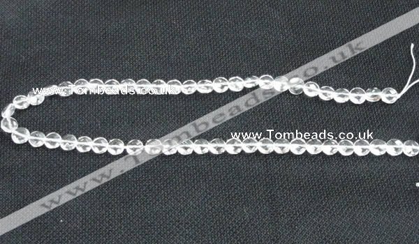 CNC71 15 inches 8mm faceted coin grade A natural white crystal beads