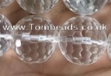 CNC716 15.5 inches 14mm faceted round white crystal beads