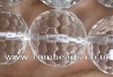 CNC719 15.5 inches 20mm faceted round white crystal beads