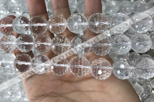 CNC719 15.5 inches 20mm faceted round white crystal beads