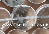 CNC749 15.5 inches 18mm faceted coin white crystal beads