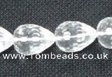 CNC75 10*14mm faceted teardrop grade A natural white crystal beads