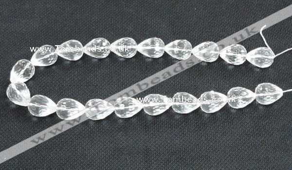 CNC76 12*16mm faceted teardrop grade A natural white crystal beads