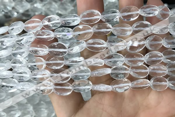 CNC762 15.5 inches 8*12mm faceted oval white crystal beads