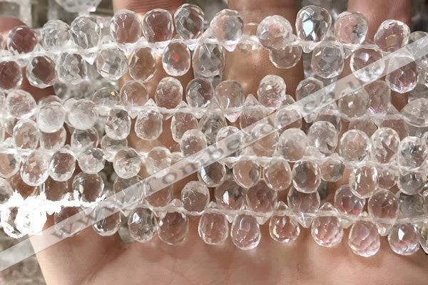 CNC822 Top drilled 6*9mm faceted teardrop white crystal beads